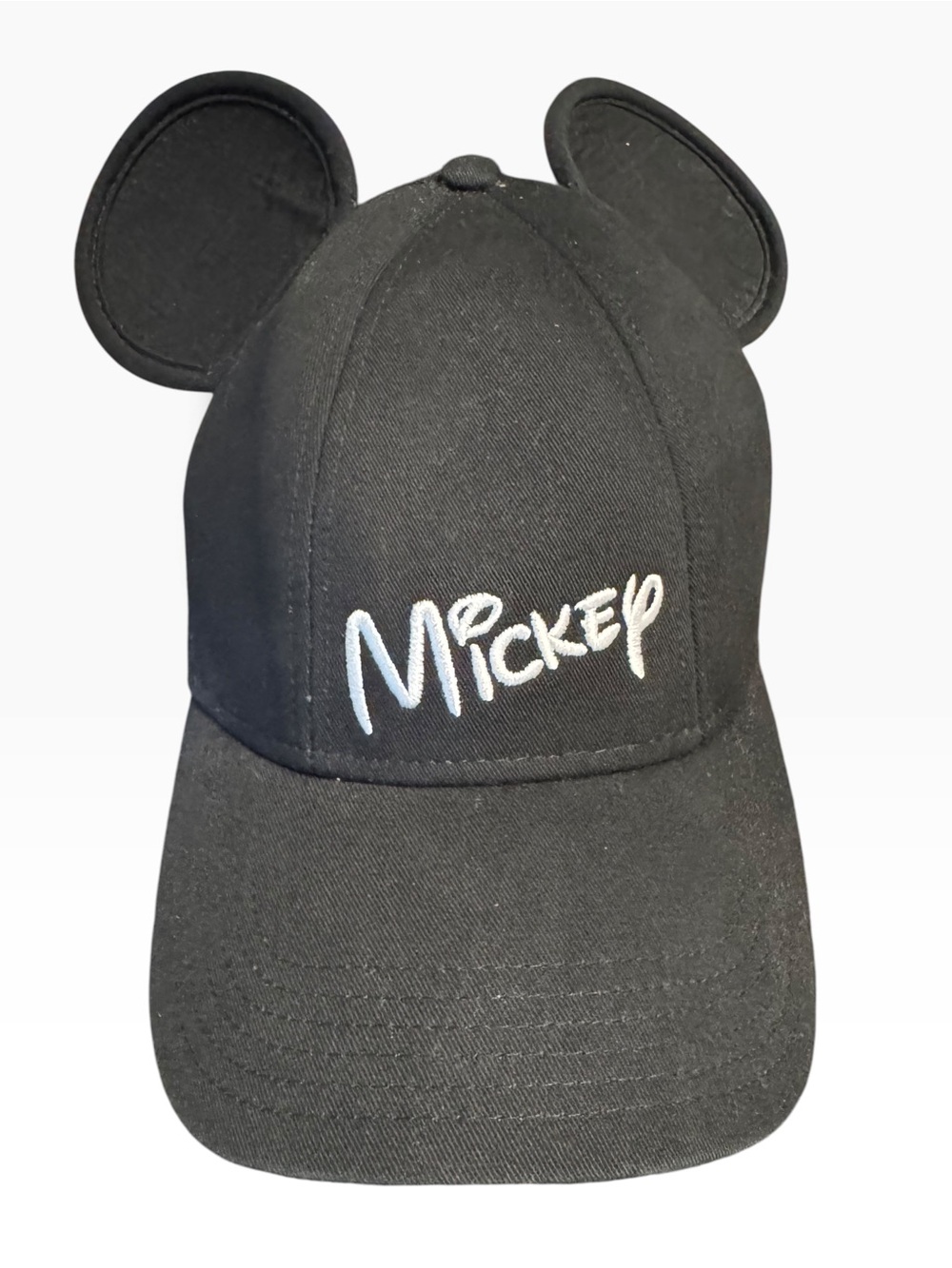 Disney Black Mickey Ear Baseball Cap with White Embroidery